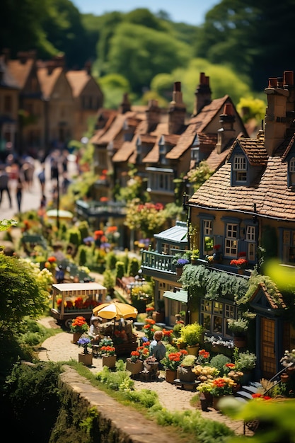 Beauty Tilt Shift mit einzigartigem und kreativem Fotoshooting eines charmanten englischen Dorfmarktes