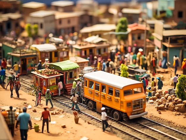 Beauty Tilt Shift mit einzigartigem und kreativem Fotoshooting eines geschäftigen südafrikanischen Marktes