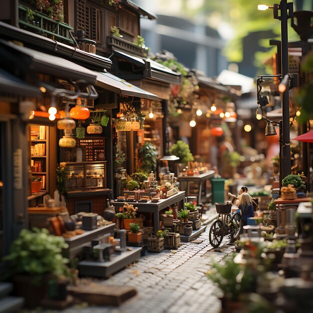 Beauty Tilt Shift mit einzigartigem und kreativem Fotoshooting eines geschäftigen südkoreanischen Marktes