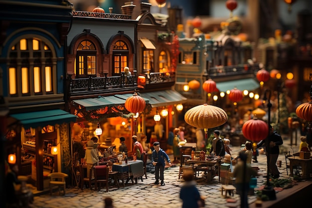 Beauty Tilt Shift mit einzigartigem und kreativem Fotoshooting eines geschäftigen türkischen Basars, aufgenommen mit