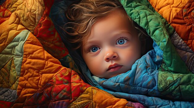 Bebé acostado en una manta acolchada Artículos para bebés acogedores y serenos
