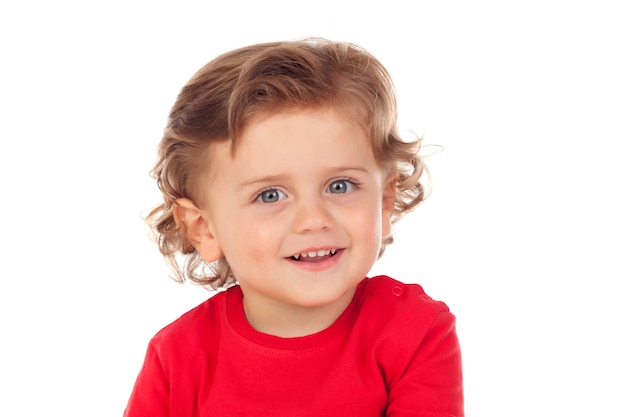 Bebé adorable con el pelo rizado