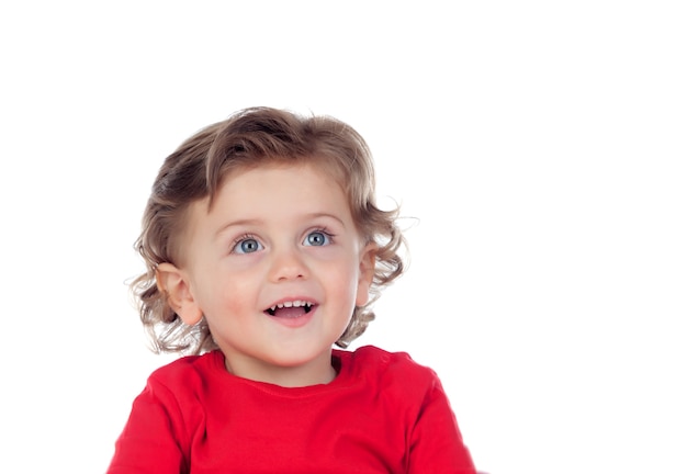 Bebé adorable con el pelo rizado