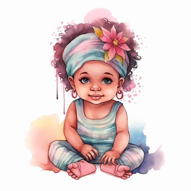 Bebê Adorável em Ilustração de Aquarela