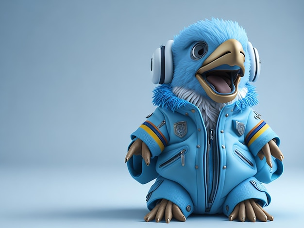 Un bebé águila azul escucha música