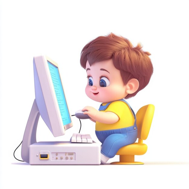 Bebé animado usando una computadora portátil