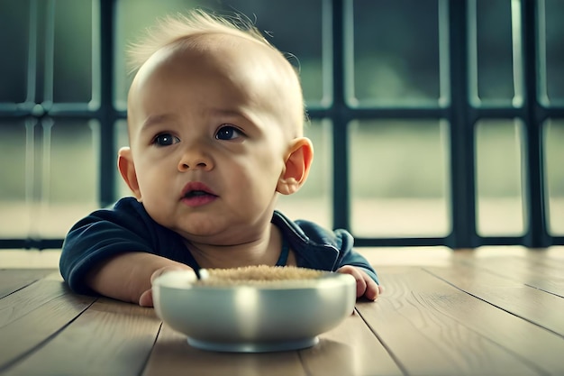 Foto el bebé bebe leche realista