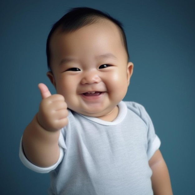 Un bebé con una camisa que dice bebé en ella