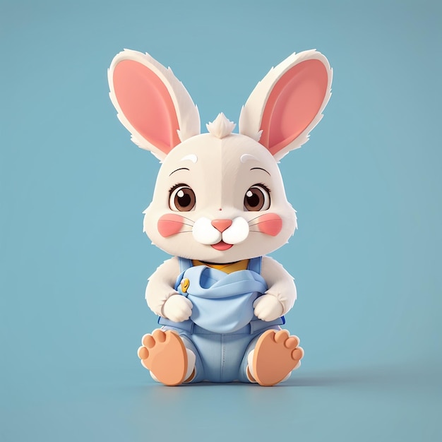 Bebê coelho bonito usando chupeta e fraldas desenho animado ícone vetorial ilustração natureza animal isolado