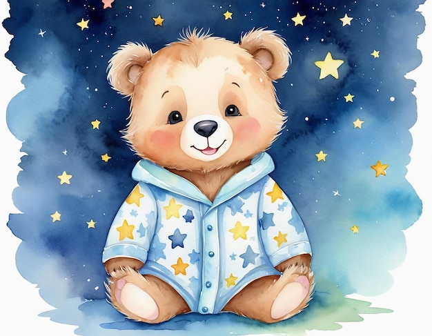 Bebê de noite ilustração urso