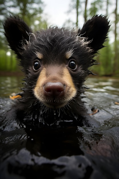 Bebé divertido oso selfie fotografía de cerca