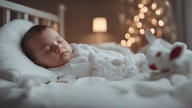 Bebê dormindo em uma cama