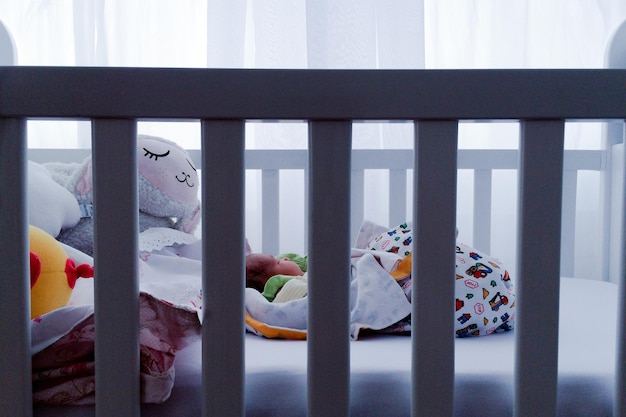 Bebê dormindo no berço em casa
