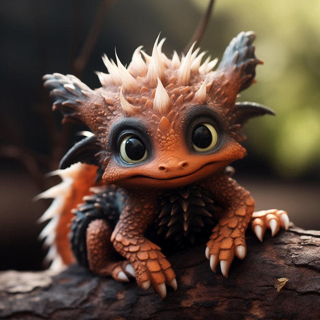 Foto un bebé dragón adorable y esponjoso
