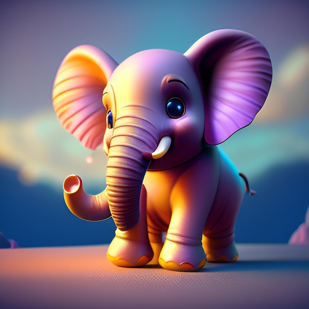 Bebé elefante de dibujos animados lindo y adorable