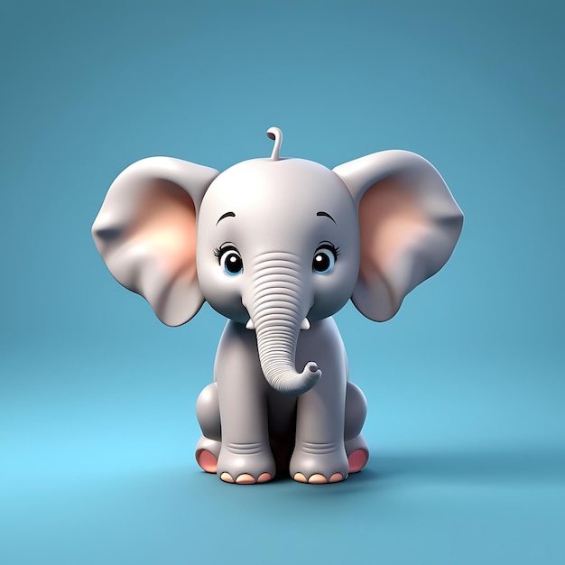 El bebé elefante de dibujos animados sentado en 3D