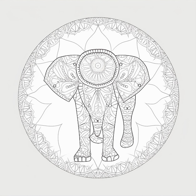 Bebé Elefante Mandala SVG Líneas Claras