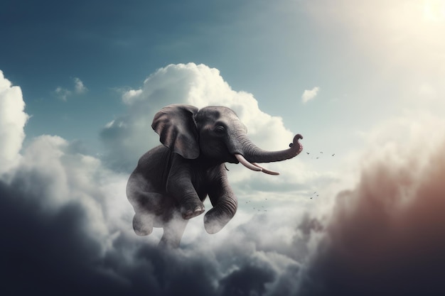 Bebé elefante en las nubes Generar Ai