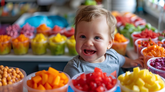 Un bebé está sonriendo