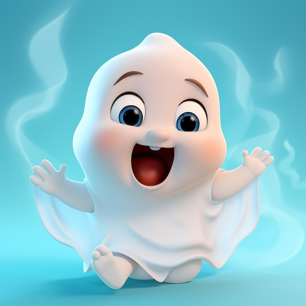 Foto el bebé fantasma feliz en 3d