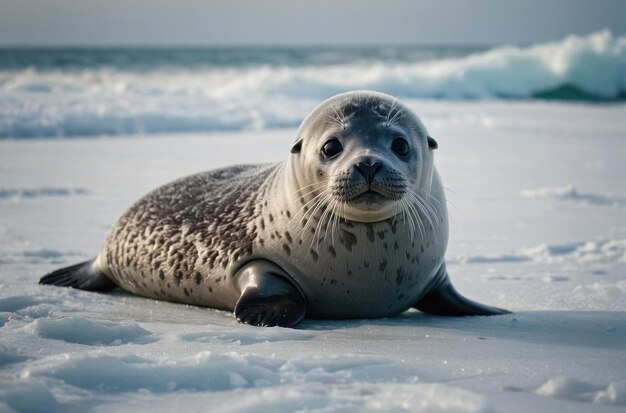 Foto un bebé foca sentado