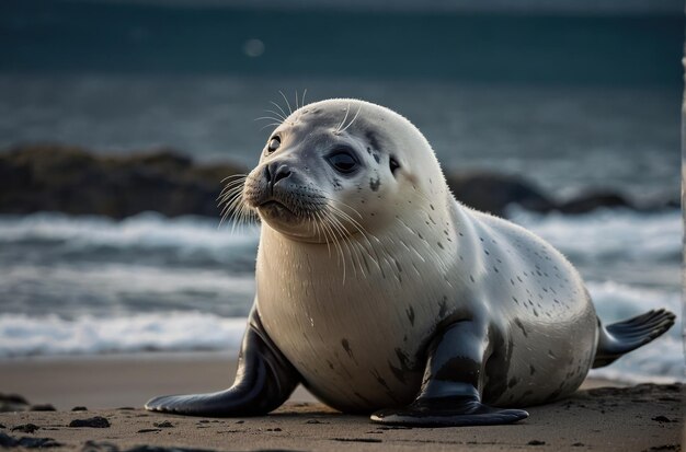 Un bebé foca sentado