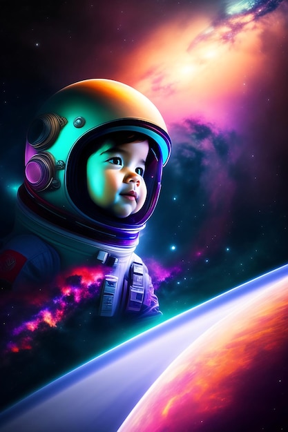 Bebê fofo no espaço gerado por Ai