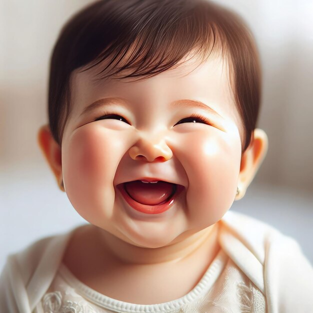 Foto un bebé con una gran sonrisa en la cara