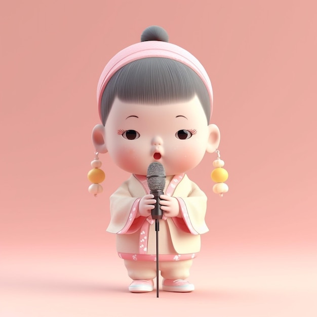 bebé japonés de estilo kawaii en un concepto de ídolo virtual