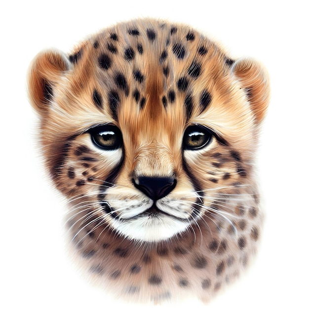 Bebê leopardo isolado em um estilo de desenho de fundo branco