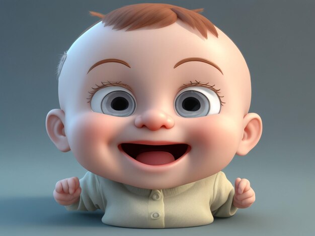 bebé lindo personaje 3D con cara sonriente