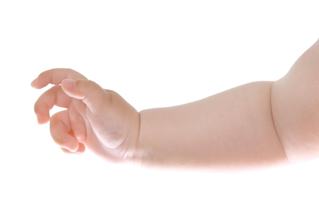 Bebé mano aislado en blanco