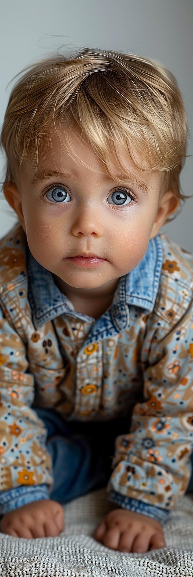 Foto bebê rastejando em cores claras