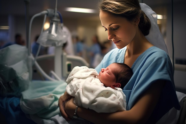 bebê recém-nascido emoções genuínas de criação e cuidados cuidados de saúde delicados capturados em um hospital moderno