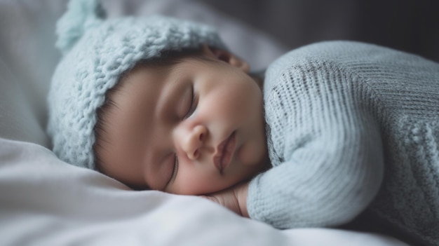 Bebé recién nacido durmiendo de cerca