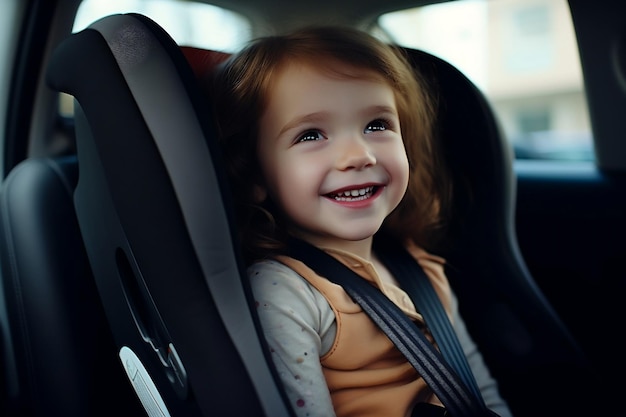 Bebê sentado com segurança no carro IA generativa