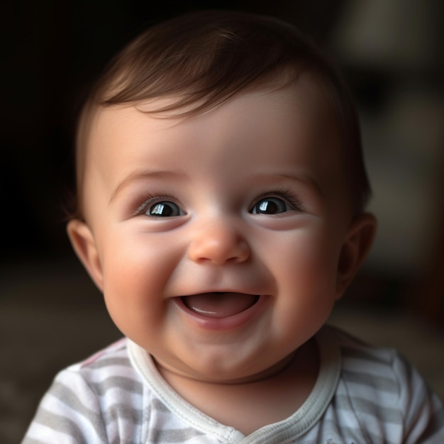 un bebé sonriendo con una gran sonrisa en su rostro