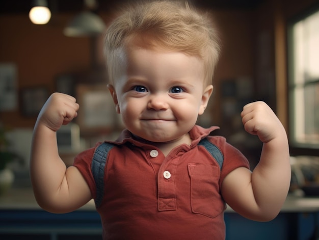 bebê sorridente engraçado como lutador de luta livre