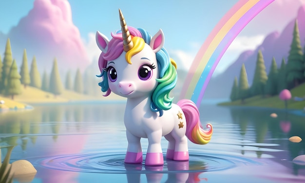 Foto el bebé unicornio de dibujos animados