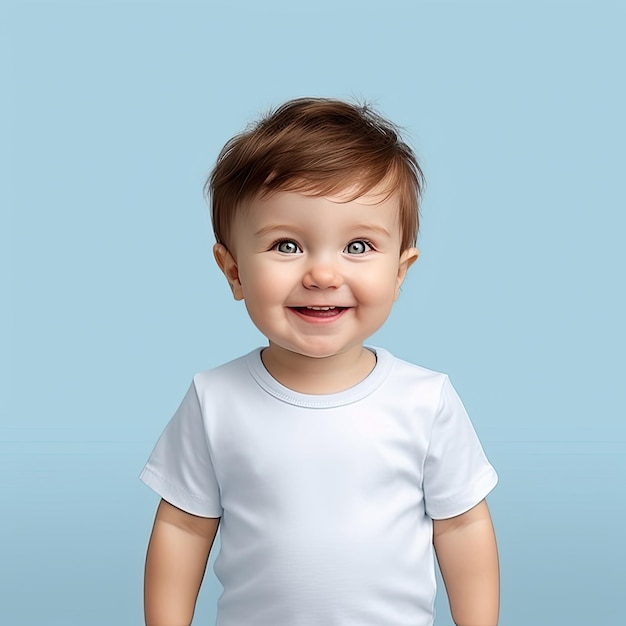 Bebé vistiendo una camiseta blanca sin ningún diseño.