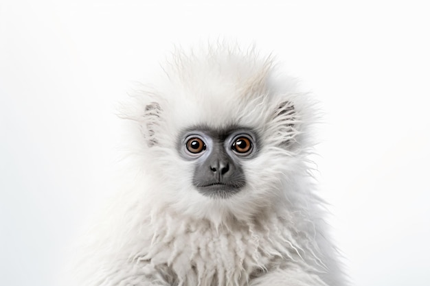 un bebé yeti con cara negra y pelaje blanco