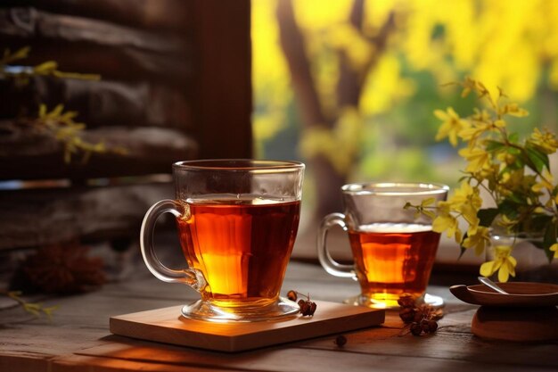 Foto beber y desenrollar tés tacto terapéutico bebida de té saludable fotografía de imágenes