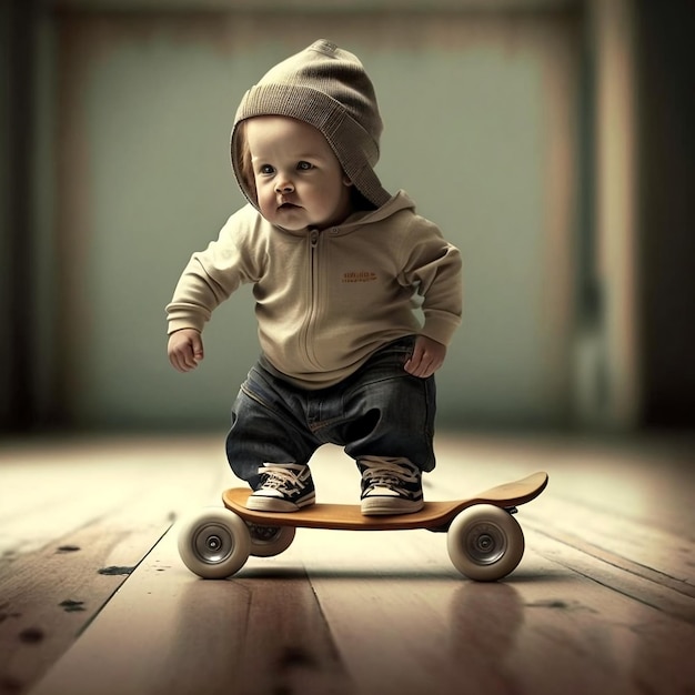 Bebês andando de skate AI