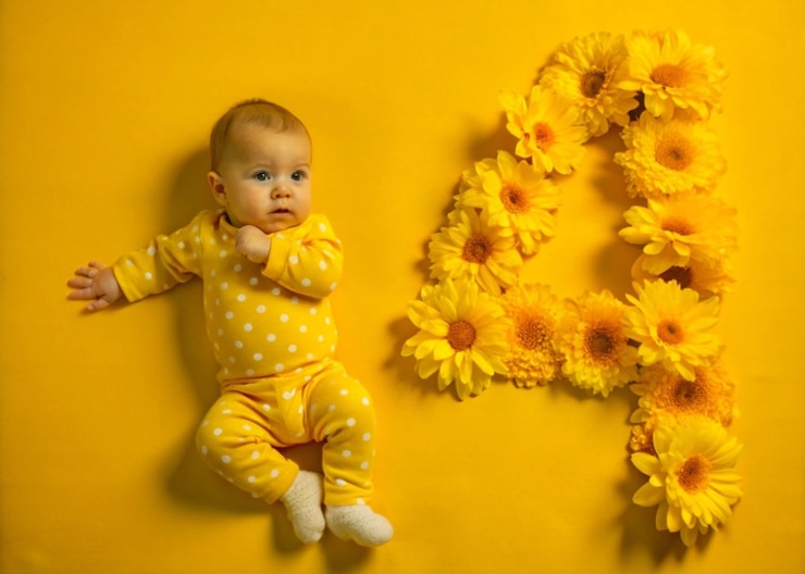 Foto bebês bonitos com flores