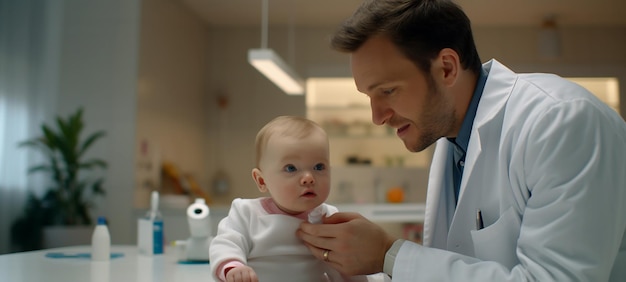 Los bebés visitan al médico