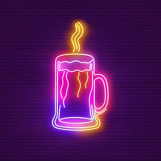 Foto bebida alcoólica de cerveja sinal de néon retro sinalização de luz elétrica brilhante