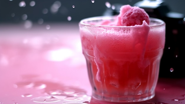 Foto bebida de batido de fresa helada