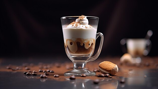 bebida de café con leche en vaso foto generativa AI