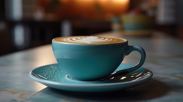 Bebida caliente de café en una taza de cerámica para el desayuno en la mañana Generativo Ai