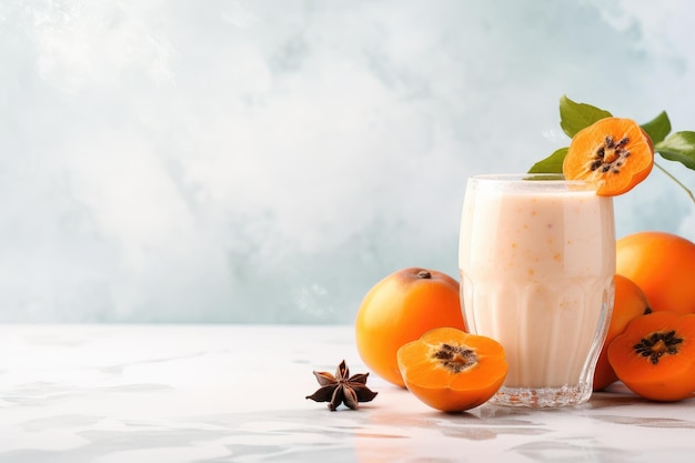 Bebida de caqui, naranja y jengibre con yogur AI Generated